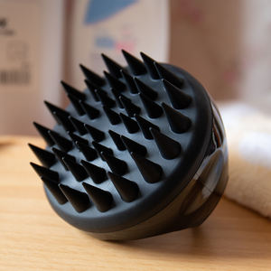 Fornitura di fabbrica spazzola per Shampoo in Silicone ecologico massaggiatore per cuoio capelluto per capelli rosa nero - Product Image 3