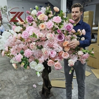 Centre de table de luxe pour anniversaire, arbre de fleurs artificielles roses, arbre de cerisier en soie, décoration de fête durable