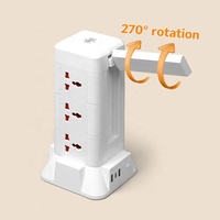 Multiprise de bureau universelle avec câble de 2 m, ports USB intégrés, normes US/EU/UK, style tour