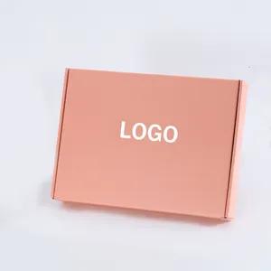 Ambalaj için özel baskılı Logo pembe nakliye kutuları elbise iç çamaşırı gömlek oluklu karton posta gönderim kutusu