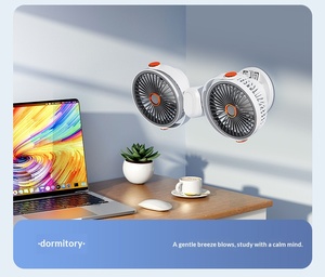 Ventilateur oscillant de bureau <span class=keywords><strong>à</strong></span> double tête, USB, 1200 mAh, rechargeable, portable, rotation automatique, ventilateur de refroidissement <span class=keywords><strong>à</strong></span> clipser sur table ou <span class=keywords><strong>mur</strong></span> - Product Image 6
