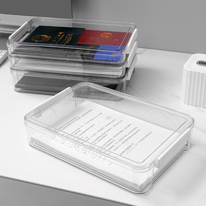 Caja de almacenamiento de escritorio, organizador de documentos A4, bandeja para archivos a prueba de humedad, soporte para folletos de registro doméstico - Product Image 1