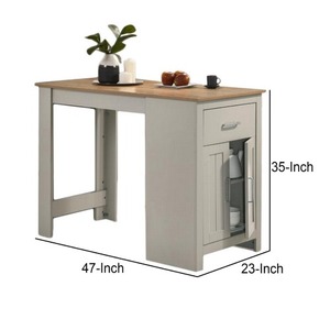 Oak and <b>White</b> <b>Round</b> Small Space Counter Height Dining <b>Table</b> with Metal Legs Cabinet and Drawer Storage 4 Seater - Product Image 3
