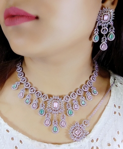 Luxury <b>Statement</b> <b>Jewelry</b> Necklace Elegant Unique <b>Jewelry</b> CZ Choker Necklace Wedding AD Diamond Necklace - Product Image 6