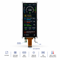 Módulo LCD TFT de Barra de 6.9 Pulgadas, 720*1440 IPS MIPI 60Hz, Retroiluminación LED de Borde, 1000 Nits, Visualización Completa, -30°C~+85°C, Pantallas para Exteriores