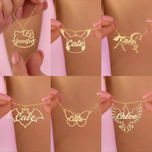 สร้อยคอพร้อมจี้รูปแมว/กระต่ายการ์ตูนน่ารัก สแตนเลสสตีลชุบทองคำขาว 18K หรือโรสโกลด์  สั่งทำได้  สำหรับเด็กผู้หญิงและผู้หญิง  สินค้ามาใหม่ - Product Image 3