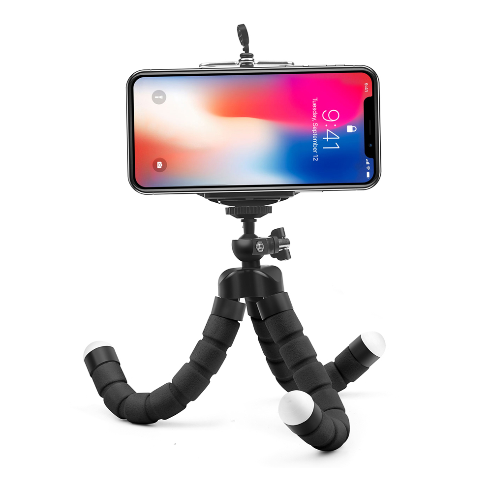 ZTX Universal Desktop Selfie 360 Degree Rotating Sponge Tripod Mount Stand Bracket Phone Clip Holder for Mobile Phone Smartphone