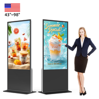 Layar Digital Iklan Definisi Tinggi 43 50 55 65 Inci, Layar Terpisah Komersial, Layar Digital Full Screen untuk Restoran