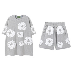 Pantaloncini da Uomo di Design Classici con Fiori in Rilievo, Stampa 3D in Schiuma, Vestibilità Comoda Estiva, Pantaloni da Spiaggia per Vacanze, 100% Cotone, per Uomini e Donne - Product Image 3