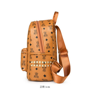 Custom Logo Design Large Capacity PU Leather Waterproof <b>Ladies</b> Luxury Men Women's Casual <b>Backpacks</b> - Product Image 2