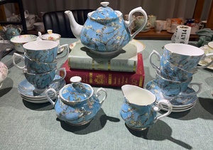 European Oil Painting Van Gogh Almond Blossom 15pcs Coffee and <b>Tea</b> <b>Set</b> Fine Bone China Cup & Saucer Creamer Sugar <b>Tea</b> Pot <b>Set</b> - Product Image 2