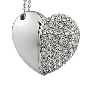 Hot Selling Crystal Diamond Heart Shape Jewelry USB Sticks For Wedding usb 2.0/3.0 metal 2 4 8 16 GB USB Flash Drives