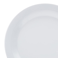 Assiette de présentation ronde en mélamine blanche incassable de 10,5 pouces avec logo personnalisé pour restaurant