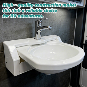 Lavabo pieghevole JDA in acrilico bianco a vasca singola con rubinetto <span class=keywords><strong>per</strong></span> <span class=keywords><strong>camper</strong></span>, roulotte, caravan, imbarcazioni - Product Image 4