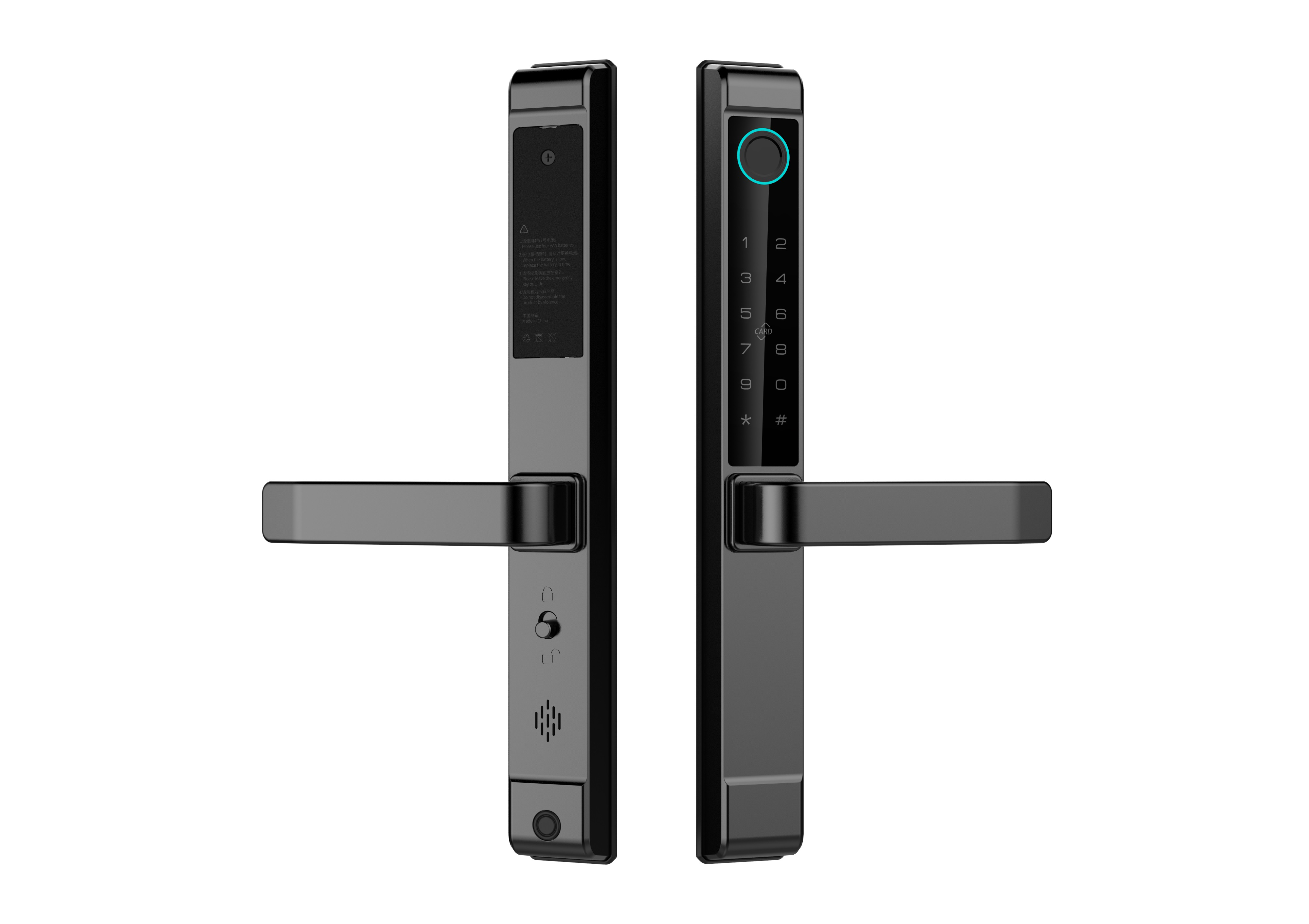 Black long handle   Fingerprint+Card+Password+App+Key