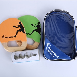 Ensemble de raquettes de <span class=keywords><strong>badminton</strong></span> (ping-pong + <span class=keywords><strong>badminton</strong></span>) pour l'extérieur, le camping, le sport en salle, EVA PAD, bois naturel, poignée ergonomique - Product Image 1