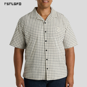 Chemise à manches courtes à carreaux pour hommes, décontractée, boutonnée, avec motif graphique, streetwear, chemise d'été - Product Image 1
