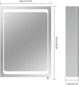 Gabinete <span class=keywords><strong>de</strong></span> <span class=keywords><strong>Espejo</strong></span> LED para Baño, Gabinete <span class=keywords><strong>de</strong></span> <span class=keywords><strong>Espejo</strong></span> <span class=keywords><strong>de</strong></span> Acero Inoxidable para Almacenamiento en Pared, Puerta Individual - Product Image 4