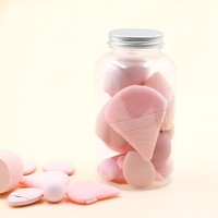Vente chaude 14 pièces Éponges de maquillage rose et noire Éponges de maquillage triangulaires Blender Éponges à poudre Pressées Ensemble dans une bouteille