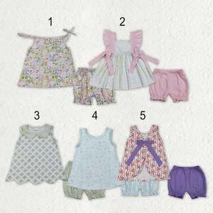 Conjuntos de Ropa Corta con Volantes y Lazos de Playa con Flores Coloridas para Bebés Niñas RTS - Product Image 1