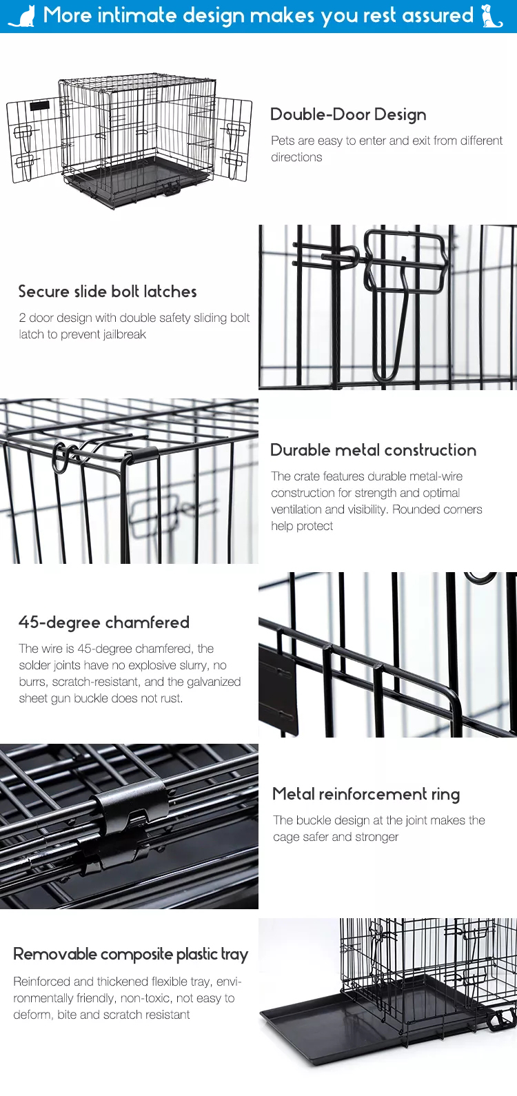 Stainless Steel Collapsible Dog Cage For Large Medium And Small Pet