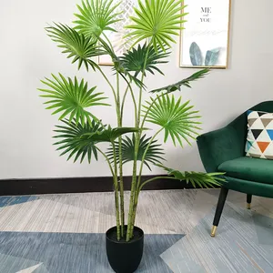 Planta Artificial de plástico Kwai, árbol de hoja de palmera redonda, ventilador realista