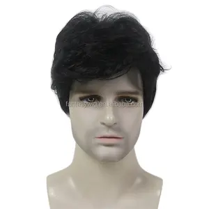Chinese Factory Wholesale Black Color High Quality Holly Wook Australian Man Synthetic Wig Hair Style For Men