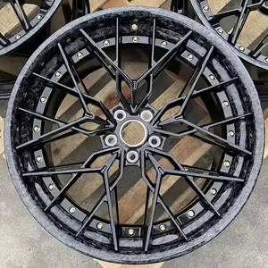 Jantes en alliage d'aluminium forgé en deux parties, personnalisées, de 18 à 24 pouces, enveloppées de fibre de carbone, à fond profond, noir brillant, pour BMW Mer - Product Image 3