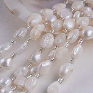 Zhuji Natural 18cm Freshwater Pearl <b>String</b> 10-11m White Adhesive Shell Straight Hole Baroque Bead for DIY Jewelry <b>Bracelet</b> - Product Image 4