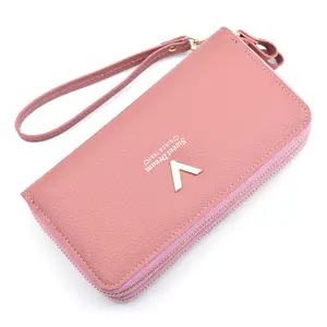 Korean version 2021 new design women pu leather wallet wholesale fashion cross fringe zipper purse wallet