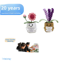 Pot Bunga Rajut Tangan Motif Bunga Matahari, Daisy, Lavender, Hiasan Tanaman Anyaman, Dekorasi Rumah Bunga Buatan yang Lucu, Hadiah