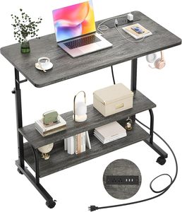 Bureau mobile sur roulettes avec prises électriques, bureau <span class=keywords><strong>réglable</strong></span> <span class=keywords><strong>en</strong></span> <span class=keywords><strong>hauteur</strong></span> <span class=keywords><strong>de</strong></span> 32 pouces, <span class=keywords><strong>table</strong></span> portable pour ordinateur portable, utilisable au <span class=keywords><strong>lit</strong></span>, sur le canapé ou au bureau - Product Image 1