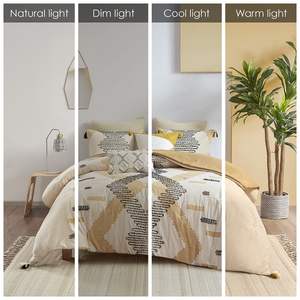 Juego de edredón de algodón King Queen DB de 3 piezas tejido con relleno de poliéster suave diseño liso impreso para el hogar boda Hospital U - Product Image 2