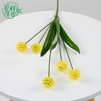 Flor Artificial de Craspedia Billy Ball de Seda, 69 cm, 5 Cabezas, Gran Tamaño, para Decoración Floral de Hogar y Bodas