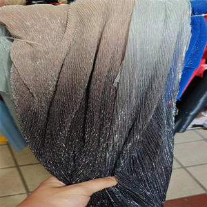 Fabrika Glitter metalik kumaş kırışıklıklar dantel pileli tül Mesh Spandex kumaş degrade parlak tül kumaş afrika elbise için - Product Image 1