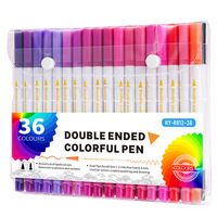 Ensemble de stylos à aquarelle Bview Art, 12/24 couleurs, double pointe, marqueurs de couleur pour le dessin manga, boîte en PVC