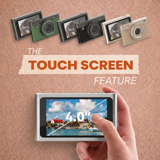 New Customizable 4 Inch Touch Screen Digital Camera with 4K 80MP Photo Video Multiple Filters for Holiday Shooting Gifts