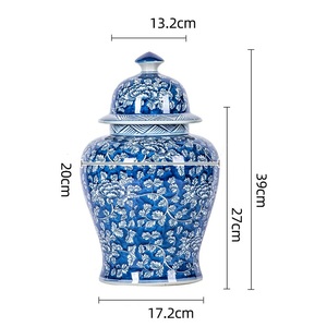 Piccolo vaso in ceramica blu e bianco barattolo di zenzero stile UK in pietra ceramica <span class=keywords><strong>con</strong></span> coperchio può installare lampade da tavolo - Product Image 6