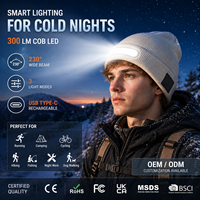 Bonnet LED en acrylique tricoté, avec lumière longue portée, trois modes, rechargeable, pour l'hiver, la course, le cyclisme, le camping, la randonnée et le travail en extérieur
