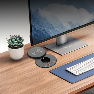 Multiprise de <span class=keywords><strong>bureau</strong></span> intelligente avec chargeur USB sans fil 80 mm, prise standard européenne, chargeur de table rond à encastrer - Product Image 5