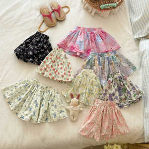 Girls Cotton Floral Shorts Mid Waist Breathable Tutu Style Summer Pants For Kids - Product Image 2