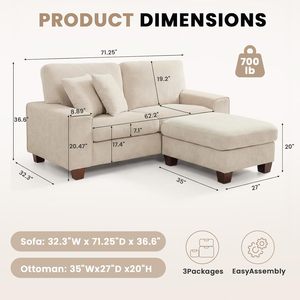 Divano Sezionale a L con Pouf Contenitore, Moderno Reclinabile in Ciniglia, Divanetto con Coperture Rimovibili e Cuscini a Molle Insacchettate - Product Image 6