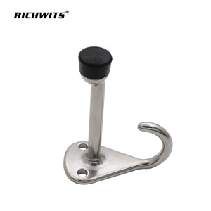 Richwits Stainless Steel <b>Door</b> Stop With Hook Wall Mount Durable Minimalist Design For <b>Doors</b> And Windows - Product Image 1