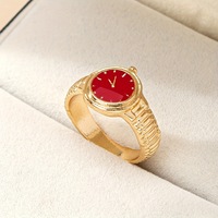 Montre-bague pour femme en pierre naturelle et alliage, bijoux de mode pour usage quotidien, 6 couleurs, vente en gros