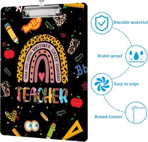 Acrylic <strong>Cute</strong> Teacher Rainbow Pattern Paperboard <strong>Clipboard</strong> with Low Profile Design for Office and School Supplies Customizable - Product Image 3