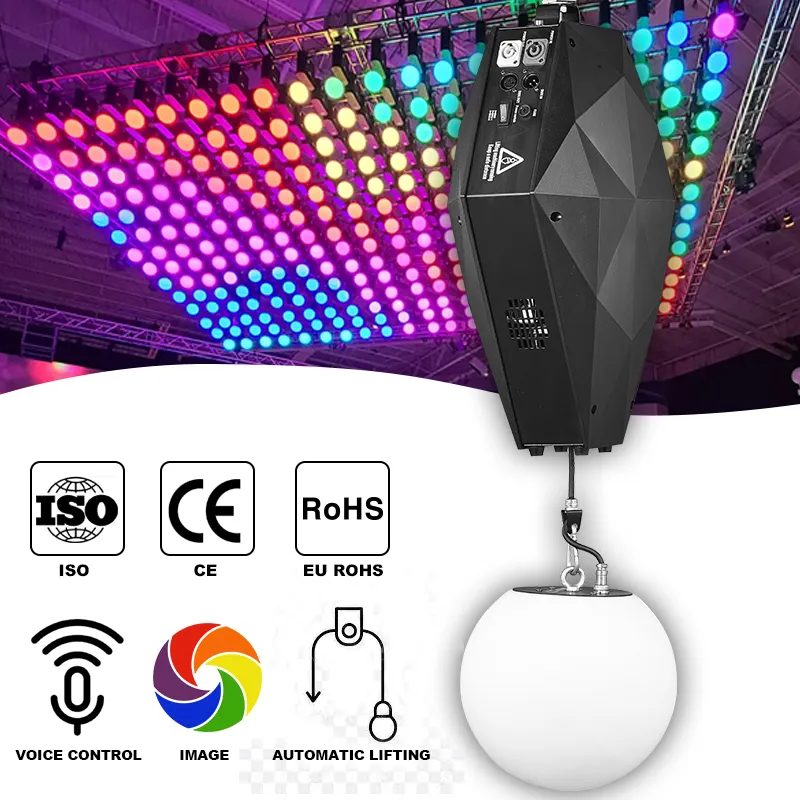 โคมไฟเพดาน LED แบบหมุนหลากสีพร้อมสายรัดข้อมือ DMX