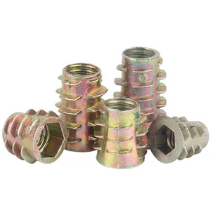 Tuercas hexagonales con brida surtidas M4 M6 de acero al carbono cincado, tuercas de inserción roscadas para madera - Product Image 4
