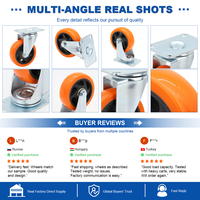 Roulettes industrielles pivotantes robustes en PVC orange de 3/4/5/6 pouces, roues rotatives à usage intensif