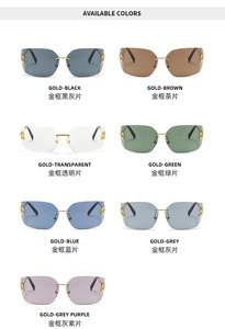 Occhiali da Sole Quadrati di Alta Gamma Stile <span class=keywords><strong>Y2K</strong></span> Millennium, Alla Moda, Senza Montatura in Metallo, Grandi, Retrò, Bianchi/Rossi, Popolari in Europa, Protezione UV400 - Product Image 5