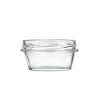 Vente en gros de petits bocaux à caviar en verre recyclé écologique à large ouverture 100ml Mini emballage alimentaire congelé avec couvercle